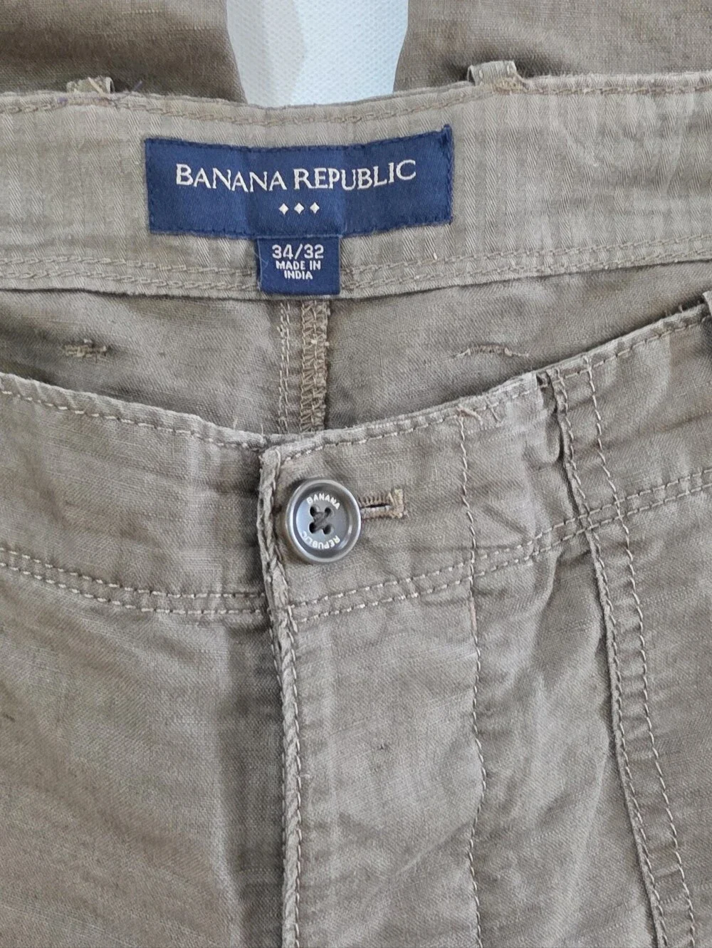 Banana Republic Linen Utility Pants Womens 34/32 Olive Green Bootcut High Rise